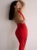 Casual Dresses Red Elegant Bandage Dress Women Sexig Backless BodyCon Party 2024 Summer Midi Evening Formal Celebrity Sleeveless