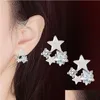 Boucles d'oreilles Stud Star incrustée de diamant à cinq branches simples petit vent froid Zircon Super Flash boucle d'oreille livraison bijoux boucles d'oreilles Dhssd