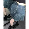 Skirts Mexzt Y2k Vintage Mini Denim Skirt Women High Waist Pleated a Line Jeans Harajuku Streetwear Korean Slim Aesthetic