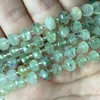 Pedras preciosas soltas pedra preciosa natural rondelle verde prehnite facetada redonda pedra espaçador contas para fazer jóias diy feminino pulseira colar