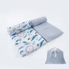 Happyflute – ensemble d'emmaillotage en mousseline 70% bambou, 30 % coton, couvertures confortables pour bébé, serviette de bain respirante avec sac, 2 pièces, 240131