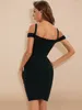 Casual Kleider Beaukey 2024 Off Schulter Bodycon HL Verband Kleid Runway Sexy V-ausschnitt Spaghetti Strap Club Promi Party Robe