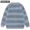 Harajuku Noir Couleur Rayé Cardigan Tricoté Hommes Vintage Style Coréen Surdimensionné Designer Tie Dye Grand-père Pull Femmes Y2K 240130