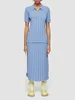 Jupes Y2k taille haute polyvalente tricot bustier jupe filetée rayures ourlet fendu taille élastique plissée femme vêtements 2024