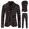 Herrdräkter 2024 Autumn Winter Mens Blazer Coat Christmas Day Four Seasons Digital Printing Suit Vest Trousers 3 Piece