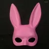 Party Supplies Weiß Schwarz Anime Frauen Mädchen Sexy Bunny Maske Halbes Gesicht Lange Ohren Bondage Maskerade Cosplay Kostüm Requisiten