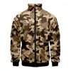 Men's Jackets 3D Printed Camouflage Zipper Jacket Fashionable Trendy Clothing Casual Oversized Baggy Streetwear Male Coats Top
