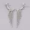 Boucles d'oreilles pendantes pour femmes, Clip en strass Lux, Long pampille, goutte d'eau, tendance, pour bijoux, 2024, QD-18