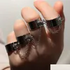 Band Rings Cool Punk Hip Pop Rings Mti-Layer Adjustable Chain Four Open Finger Female Alloy Spin For Womens Party Gift Drop Delivery Dhe7N