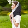 エスニック服マレーシアエレガントなヘッドライプイスラム教徒の女性レースエッジヒジャーブ七面鳥帽子ターバン50 50cmサテンスカーフイスラムパーティーウェディング