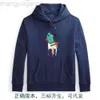 24SS 디자이너 Ralphs Polos Hoodie Mens 풀오버 캐주얼 아메리칸 폴 까마귀 남성 봉제 및 두꺼운 인쇄 스타일