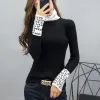 女性セーターの女性薄い長袖2024女性セータープルオーバータートルネックスリムセーターレディースニットファッション