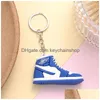 Keychains Lanyards Keychains Lanyards Soft PVC 3D Mini Sports Sneaker Keychain Designer New Style Trainer Keyrings Harts Shoe Key D DHB3T