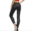 Leggings Femmes Femme Sexy Ouvert Entrejambe En Cuir Élastique Skinny Flash PU Culotte Cachée Pantalon À Glissière Pour Couple Costume De Sexe En Plein Air