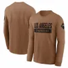 Camiseta Los Angeles''Chargers''Brown Homens Mulheres Juventude 2023 Salute To Service Club Pullover Hoodie