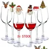 Décorations de Noël Étiquette de tasse de vin de Noël Santa Deer Marqueur de verre rouge Festive Home Drop Livraison Maison Jardin Fournitures de fête de fête Dhvxs