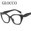 Solglasögon Vintage Black Cat Eye Anti Blue Light Glasses Women Luxury Brand Optical Computer Eyewear Fashion Polygon Square Reading