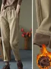 Winter Womens Cargo Pants With Fleece 2024 Cotton Baggy Slim Pencil Thick Warm Velvet Oversize Sports Trousers 4XL 240202