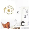 Wall Clocks Promotion Time-limited Led Acrylic Clock Diy Fashion Mirror Fairy Moon Stickers Modern Home Decor Watch