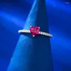 Cluster Rings Spring Qiaoer 925 Sterling Silver Heart Cut Ruby High Carbon Diamond Gemstone Wedding Engagement Women Ring Smycken