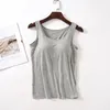 Women's Tanks Modal T-Shirts Solid Color Tank & Tops With Wireless Padded Bust Base Layer Top Sleeveless Outwear Female Camisole C5541