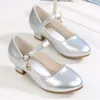 Children Girls Leather Shoes White Princess High Heel Shoes For Kids Girls Performance Dress Student Show Dance Sandals 26-41 240119