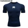 T-shirt da uomo 2024 Camicia da compressione O-Collo da uomo MMA T-shirt a maniche lunghe o corte Fitness Bodybuilding Abbigliamento Rashguard Sport Top Tees