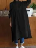 Casual Dresses ZANZEA Split Hem Shirt Vestido Women Fashion Autumn Sundress Femme Kaftan Robe Lapel Neck Long Sleeve Loose Midi Dress