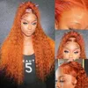 30 Inch Ginger Orange Curly 13x4 Transparent Lace Front Human Hair Wigs Loose Deep Wave Colored Frontal For Women 240130