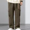 Pantaloni da uomo Pantaloni larghi larghi tinta unita tinta unita con cavallo profondo Vita elastica Pantaloni lunghi streetwear morbidi e traspiranti