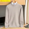 Arrival Fashion 100% Cashmere Men's Youth Round Neck Thickened Knit Sweater Lining for Autumn and Winter Plus Size S-5XL 240124