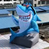 groothandel Aangepaste 5mH 16.4ft hoge opblaasbare grappige haai zittend op het stenen opblaasbare haaimodel voor reclame of entertainment