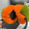 Berets uroczy zimowe cieplejsze w stylu koreański pomarańczowy persimmon Cover Cover Rex Fur Earmuffs dla dziewcząt