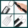 Verktyg 3 st rostfritt stål grillredskap Set Barbecue Fork Tongs Grilling Spatula Portable Multifunktion BBQ Tool Kitchen Kök