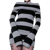 Casual Dresses Women Mini Bodycon Dress Stripe Boat-Neck Långärmning Kort vår Höst inslagna Hip Party Streetwear