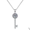 Anhänger Halsketten bestanden Diamanttest Moissanit 925 Sterling Silber Schlüssel einfache Schlüsselbeinkette Halskette Frauen Mode niedlichen Schmuck 05- DHNMC