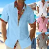 Chemises décontractées pour hommes Chemise de vacances à la plage hawaïenne Été avec col rabattu Manches courtes Couleur assortie Imprimer Coupe ample pour respirant