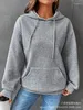 Women's Hoodies Autumn 2024 Solid Casual Loose Fitting Hooded Long Sleeved Patchwork Waffle Sweater For Women