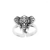 Cluster Ringen YIZIZAI Etnische Vintage Dier Olifant Hoofd Ring Voor Vrouwen Mannen Verstelbare Open Wijsvinger Verzilverd Sieraden Gift