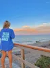Kvinnors t-skjortor för alltid jagar solnedgångar tryckta kvinnliga t-shirts crewneck överdimensionerade tee kläder casual kreativitet toppar mode kvinnor kort