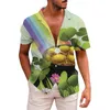 Herren Freizeithemden Herren S T Männlich St. Patricks's Day Kurzarmhemd Herbstdruck Hawaii Fitted Pack