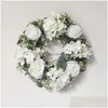 Christmas Decorations White Hydrangea Green Leaves Eucalyptus Garland Home Decor Artificial Flower Wreath For Wedding Decor Homefavor Dhtwf