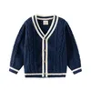 Bebé niños niñas Cardigan suéter otoño escuela niño prendas de punto prendas de vestir exteriores chaqueta de algodón de estilo coreano Tops ropa para niños 240124