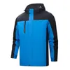 メンズジャケットウィンターメンズウィンドブレイクスタンドカラー通気性フード付きアウターウェア防水防風屋外コート厚いオスのジャケット