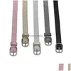 Belts Fashion Leather Belt For Women Shiny Sequins Oval Buckle Waist Strap Designer Female Jeans Dress Trouser Decorative Waistband D Dhoyu