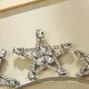 Fermagli per capelli 2024 Tiara con strass di cristallo Corona Stella Nuziale Nuziale Principessa Spettacolo Regina Fascia