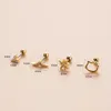 Stud Earrings 1Piece 20G Stainless Steel Piercing Screw Ear Bone Nails For Women Mustache Zircon Girls Cute Gift