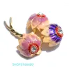 Broches Mode-sieraden Lotusbloem Broche Voor Vrouwen Goud Kleur Strass Gradiënt Geschilderd Legering Borst Pin Kledingstukken Dame Geschenken