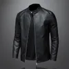 Printemps automne veste en cuir hommes col montant mince Pu mode Moto casual manteau mâle Moto Biker vêtements d'extérieur 240130