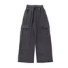 Men's Pants Secure Pocket High Street Wide Leg Cargo With Drawstring Waist Multi Pockets For Comfortable Stylish Everyday